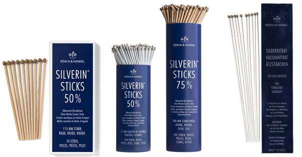 SILBERNITRAT Ätzstäbchen 50% 10x115mm starr, 10 Stück, A-Nr.: 1304630 - 02