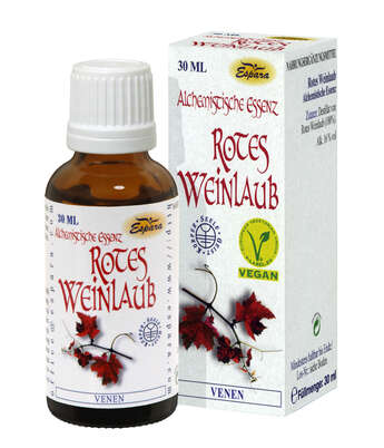 Sie sehen eine Packung Espara Rotes Weinlaub Alchemistische Essenz 30ml, 30 Milliliter, Produktbild: 02 Espara Rotes Weinlaub Alchemistische Essenz 30ml, 30 Milliliter, A-Nr.: 4040120 - 02