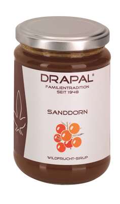 Sie sehen eine Packung DRAPAL® Sanddorn Wildfruchtsirup Glas mit Faltschachtel, 450 Gramm, Produktbild: 03 DRAPAL® Sanddorn Wildfruchtsirup Glas mit Faltschachtel, 450 Gramm, A-Nr.: 5008495 - 03