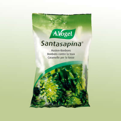 Sie sehen eine Packung A.Vogel Santasapina® Bonbons, 100 Gramm, Produktbild: 02 A.Vogel Santasapina® Bonbons, 100 Gramm, A-Nr.: 0720384 - 02