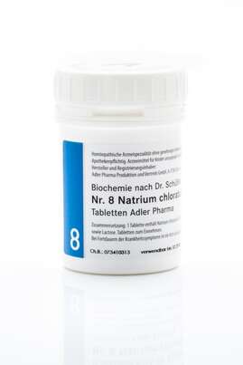 Sie sehen eine Packung Schüßler Salz Adler Nr. 8 D6 Tabletten, 250 Gramm, Produktbild: 01 Schüßler Salz Adler Nr. 8 D6 Tabletten, 250 Gramm, A-Nr.: 2262402 - 01