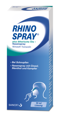 Sie sehen eine Packung Rhinospray® plus ätherische Öle - Nasenspray, 10 Milliliter, Produktbild: 01 Rhinospray® plus ätherische Öle - Nasenspray, 10 Milliliter, A-Nr.: 1283394 - 01