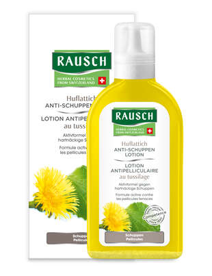 Sie sehen eine Packung RAUSCH Huflattich ANTI-SCHUPPEN LOTION, 200 Milliliter, Produktbild: 02 RAUSCH Huflattich ANTI-SCHUPPEN LOTION, 200 Milliliter, A-Nr.: 2155505 - 02