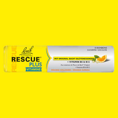 Sie sehen eine Packung RESCUE® Plus Bonbons, 10 Stück, Produktbild: 02 RESCUE® Plus Bonbons, 10 Stück, A-Nr.: 5323239 - 02