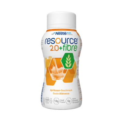 Sie sehen eine Packung Resource® 2.0+fibre Aprikose 24x200ml, 24 Stück, Produktbild: 01 Resource® 2.0+fibre Aprikose 24x200ml, 24 Stück, A-Nr.: 3588695 - 01