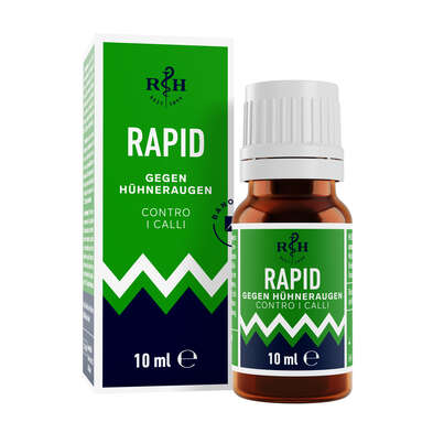 Sie sehen eine Packung Rapid Hühneraugentinktur, 10 Milliliter, Produktbild: 01 Rapid Hühneraugentinktur, 10 Milliliter, A-Nr.: 4793233 - 01