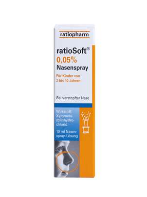 Sie sehen eine Packung ratioSoft 0,05 %, 10 Milliliter, Produktbild: 01 ratioSoft 0,05 %, 10 Milliliter, A-Nr.: 2450368 - 01