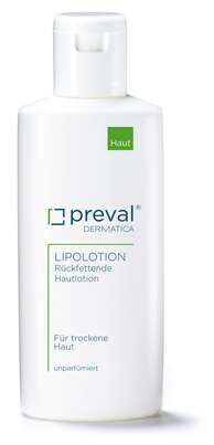 Sie sehen eine Packung preval Lipolotion Hautpflegeemulsion, 500 Milliliter, Produktbild: 01 preval Lipolotion Hautpflegeemulsion, 500 Milliliter, A-Nr.: 2493515 - 01