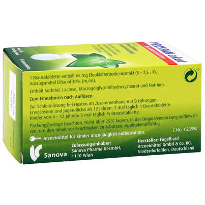 Sie sehen eine Packung Prospan® akut Brausetabletten, 20 Stück, Produktbild: 03 Prospan® akut Brausetabletten, 20 Stück, A-Nr.: 1347042 - 03