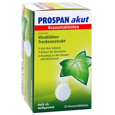 Sie sehen eine Packung Prospan® akut Brausetabletten, 20 Stück, Produktbild: 04 Prospan® akut Brausetabletten, 20 Stück, A-Nr.: 1347042 - 04