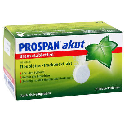 Sie sehen eine Packung Prospan® akut Brausetabletten, 20 Stück, Produktbild: 05 Prospan® akut Brausetabletten, 20 Stück, A-Nr.: 1347042 - 05
