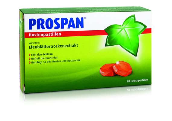 Sie sehen eine Packung Prospan® Hustenpastillen, 20 Stück, Produktbild: 01 Prospan® Hustenpastillen, 20 Stück, A-Nr.: 3777982 - 01