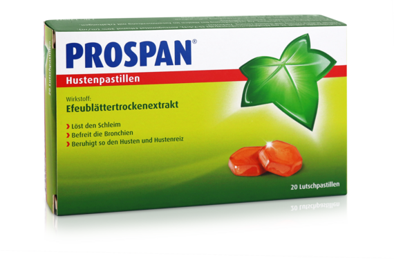 Sie sehen eine Packung Prospan® Hustenpastillen, 20 Stück, Produktbild: 02 Prospan® Hustenpastillen, 20 Stück, A-Nr.: 3777982 - 02