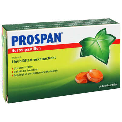 Sie sehen eine Packung Prospan® Hustenpastillen, 20 Stück, Produktbild: 05 Prospan® Hustenpastillen, 20 Stück, A-Nr.: 3777982 - 05
