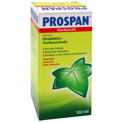 Sie sehen eine Packung Prospan® Hustensaft, 100 Milliliter, Produktbild: 05 Prospan® Hustensaft, 100 Milliliter, A-Nr.: 1321663 - 05