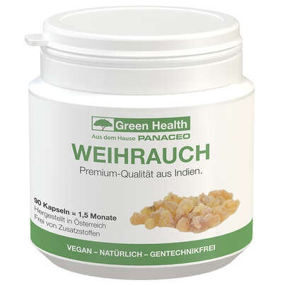 Sie sehen eine Packung Green Health WEIHRAUCH, 90 Stück, Produktbild: 01 Green Health WEIHRAUCH, 90 Stück, A-Nr.: 3388482 - 01