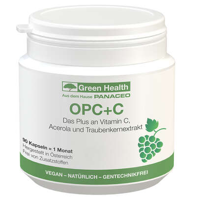 Sie sehen eine Packung Green Health OPC+C, 90 Stück, Produktbild: 01 Green Health OPC+C, 90 Stück, A-Nr.: 3388499 - 01