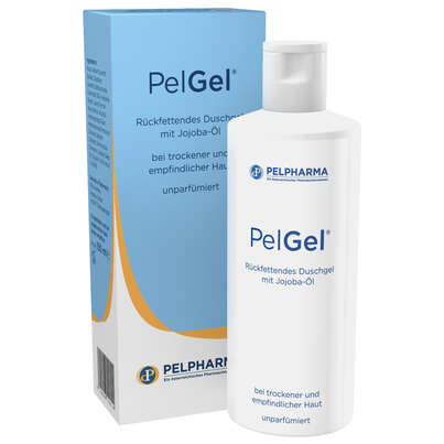 Sie sehen eine Packung PelGel Duschgel, 150 Milliliter, Produktbild: 01 PelGel Duschgel, 150 Milliliter, A-Nr.: 2592341 - 01
