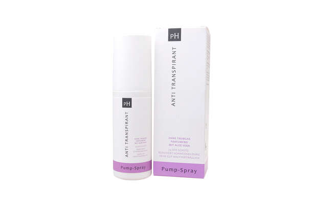 Sie sehen eine Packung pH ANITRANSPIRANT Pump-Spray, 100 Milliliter, Produktbild: 01 pH ANITRANSPIRANT Pump-Spray, 100 Milliliter, A-Nr.: 4550619 - 01