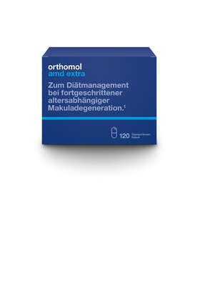 Sie sehen eine Packung Orthomol AMD extra, 120 Stück, Produktbild: 01 Orthomol AMD extra, 120 Stück, A-Nr.: 2770788 - 01