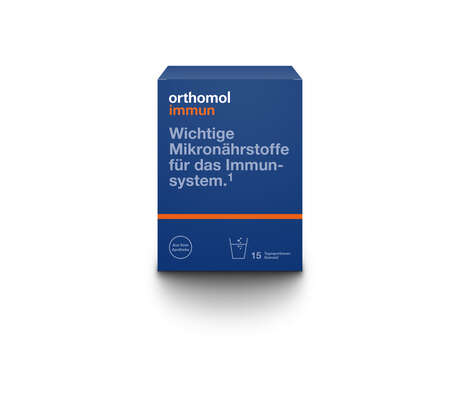 Sie sehen eine Packung Orthomol Immun Gran, 15 Stück, Produktbild: 01 Orthomol Immun Gran, 15 Stück, A-Nr.: 2413545 - 01