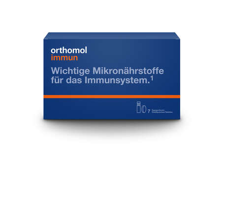 Sie sehen eine Packung Orthomol Immun Trinkfl, 7 Stück, Produktbild: 01 Orthomol Immun Trinkfl, 7 Stück, A-Nr.: 3382290 - 01