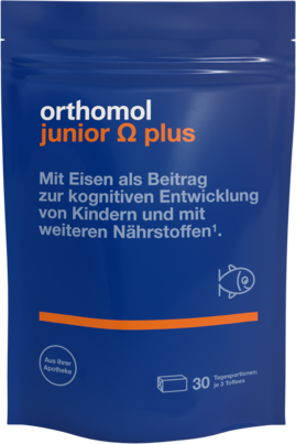 Sie sehen eine Packung Orthomol Junior Omega plus, 30 Stück, Produktbild: 01 Orthomol Junior Omega plus, 30 Stück, A-Nr.: 4265847 - 01