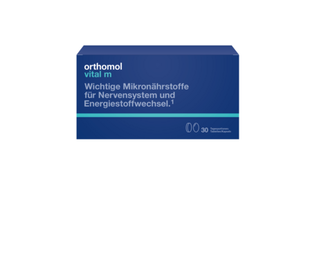 Sie sehen eine Packung Orthomol Vital M, 30 Stück, Produktbild: 01 Orthomol Vital M, 30 Stück, A-Nr.: 2413634 - 01