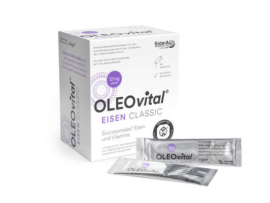 Sie sehen eine Packung OLEOvital® Eisen Classic, 30 Stück, Produktbild: 01 OLEOvital® Eisen Classic, 30 Stück, A-Nr.: 4540236 - 01