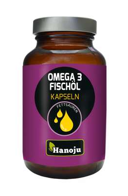 Sie sehen eine Packung Hanoju Omega 3 Fischöl Kapseln 1000, 90 Stück, Produktbild: 01 Hanoju Omega 3 Fischöl Kapseln 1000, 90 Stück, A-Nr.: 4255725 - 01