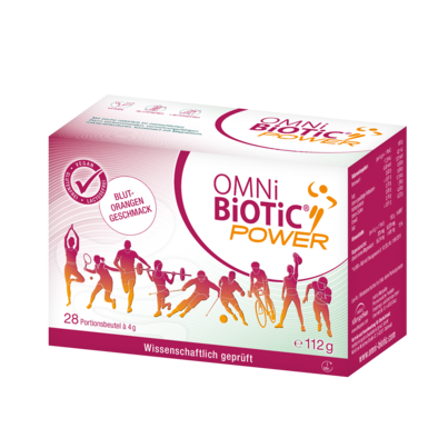 Sie sehen eine Packung OMNi-BiOTiC® Power, 28 Sachets a 4g, 28 Stück, Produktbild: 01 OMNi-BiOTiC® Power, 28 Sachets a 4g, 28 Stück, A-Nr.: 4023819 - 01