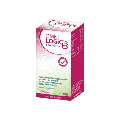 Sie sehen eine Packung OMNi-LOGiC® Apfelpektin, 180 Kapseln, 180 Stück, Produktbild: 01 OMNi-LOGiC® Apfelpektin, 180 Kapseln, 180 Stück, A-Nr.: 4246577 - 01
