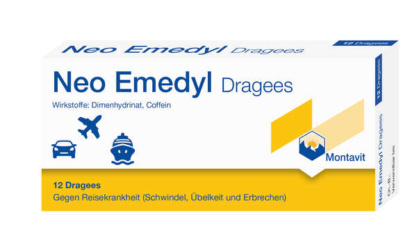 Sie sehen eine Packung Neo Emedyl Dragees, 12 Stück, Produktbild: 01 Neo Emedyl Dragees, 12 Stück, A-Nr.: 0037262 - 01