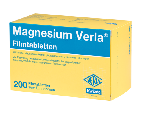 Sie sehen eine Packung Magnesium Verla - Filmtabletten, 200 Stück, Produktbild: 01 Magnesium Verla - Filmtabletten, 200 Stück, A-Nr.: 4210349 - 01
