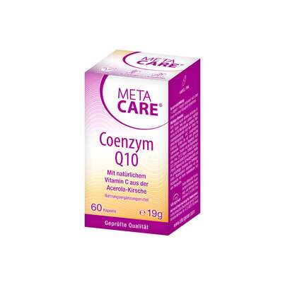 Sie sehen eine Packung META-CARE® Coenzym Q10, 60 Kapseln, 60 Stück, Produktbild: 01 META-CARE® Coenzym Q10, 60 Kapseln, 60 Stück, A-Nr.: 3408641 - 01