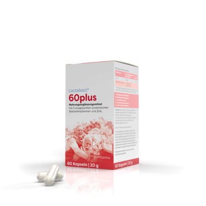 Sie sehen eine Packung Lactobact 60plus, 60 Stück, Produktbild: 03 Lactobact 60plus, 60 Stück, A-Nr.: 3967760 - 03
