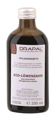 Sie sehen eine Packung DRAPAL® Löwenzahn bio Pflanzensaft, 200 Milliliter, Produktbild: 01 DRAPAL® Löwenzahn bio Pflanzensaft, 200 Milliliter, A-Nr.: 5008383 - 01