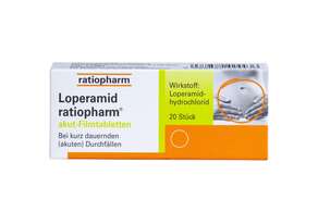 Loperamid ratiopharm® akut Filmtabletten, 20 Stück, A-Nr.: 2424431 - 01