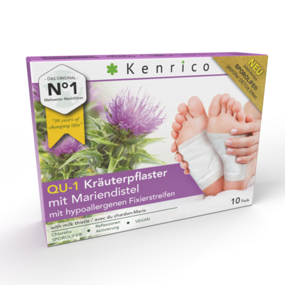 Sie sehen eine Packung QU-1 Kräuterpflaster mit Mariendistel, Produktbild: 01 QU-1 Kräuterpflaster mit Mariendistel, A-Nr.: 4108674 - 01