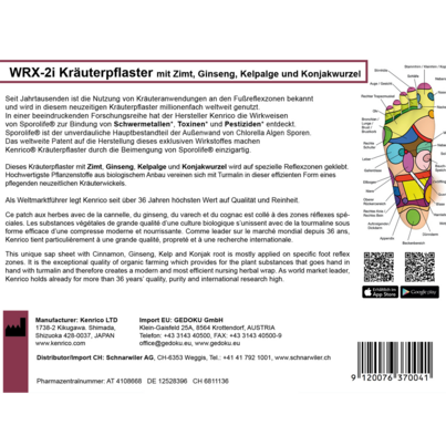 Sie sehen eine Packung WRX-2i Kräuterpflaster mit Zimt, Ginseng, Kelpalge und Konjakwurzel, Produktbild: 03 WRX-2i Kräuterpflaster mit Zimt, Ginseng, Kelpalge und Konjakwurzel, A-Nr.: 4108668 - 03