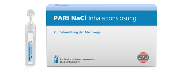 Sie sehen eine Packung PARI NaCl 0,9% Inhalationslösung, 1 Stück, Produktbild: 01 PARI NaCl 0,9% Inhalationslösung, 1 Stück, A-Nr.: 4758113 - 01