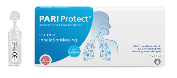 Sie sehen eine Packung PARI Protect Inhalationslösung, 25 Milliliter, Produktbild: 01 PARI Protect Inhalationslösung, 25 Milliliter, A-Nr.: 4557219 - 01