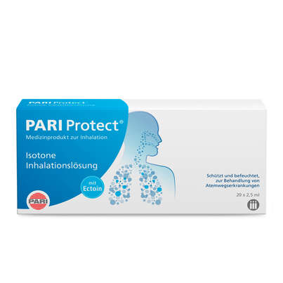 Sie sehen eine Packung PARI Protect Inhalationslösung, 50 Milliliter, Produktbild: 01 PARI Protect Inhalationslösung, 50 Milliliter, A-Nr.: 4557225 - 01