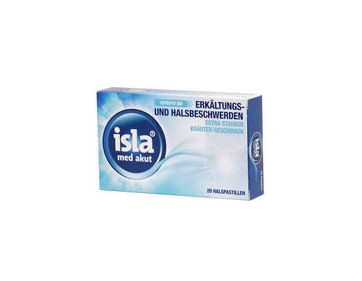 Sie sehen eine Packung Isla Med Kirsche Halspastillen 20 Stück, 20 Stück, Produktbild: 01 Isla Med Kirsche Halspastillen 20 Stück, 20 Stück, A-Nr.: 4266918 - 01