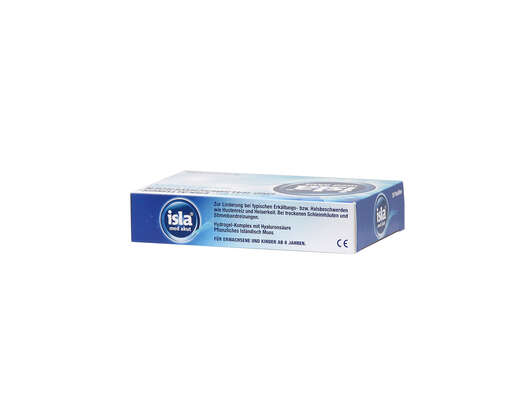 Sie sehen eine Packung Isla Med Kirsche Halspastillen 20 Stück, 20 Stück, Produktbild: 02 Isla Med Kirsche Halspastillen 20 Stück, 20 Stück, A-Nr.: 4266918 - 02