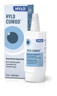 Sie sehen eine Packung Hylo-Comod Augentropfen 10ml, 10 Milliliter, Produktbild: 02 Hylo-Comod Augentropfen 10ml, 10 Milliliter, A-Nr.: 4113712 - 02