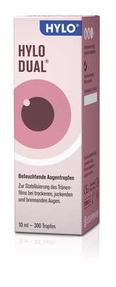 Sie sehen eine Packung Hylo-Dual Augentropfen, 10 Milliliter, Produktbild: 01 Hylo-Dual Augentropfen, 10 Milliliter, A-Nr.: 4897872 - 01