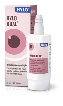 Sie sehen eine Packung Hylo-Dual Augentropfen, 10 Milliliter, Produktbild: 02 Hylo-Dual Augentropfen, 10 Milliliter, A-Nr.: 4897872 - 02