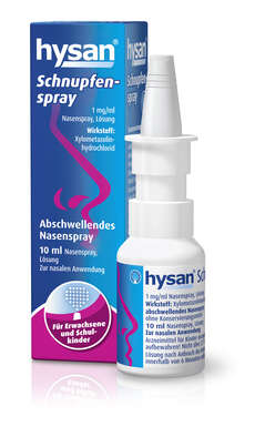 Sie sehen eine Packung Hysan Schnupfenspray, 10 Milliliter, Produktbild: 01 Hysan Schnupfenspray, 10 Milliliter, A-Nr.: 3927832 - 01