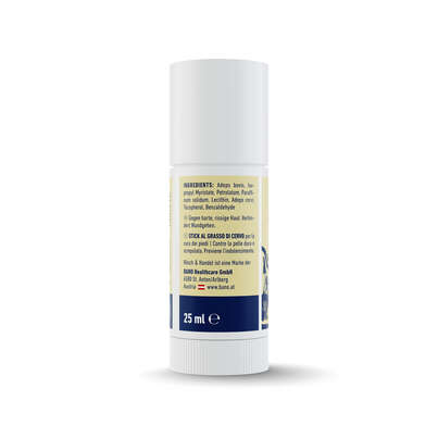 Sie sehen eine Packung Hirschtalg Stick Rösch, 25 Milliliter, Produktbild: 03 Hirschtalg Stick Rösch, 25 Milliliter, A-Nr.: 5015041 - 03